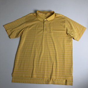 Adidas Mens Climalite Polo Shirt Yellow White Striped Short Sleeve‎ Size XL D76